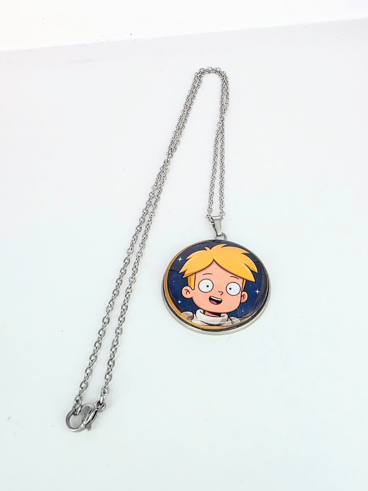 Final Space Inspired Gary 30 mm Pendant Stainless Steel 20 inch Necklace