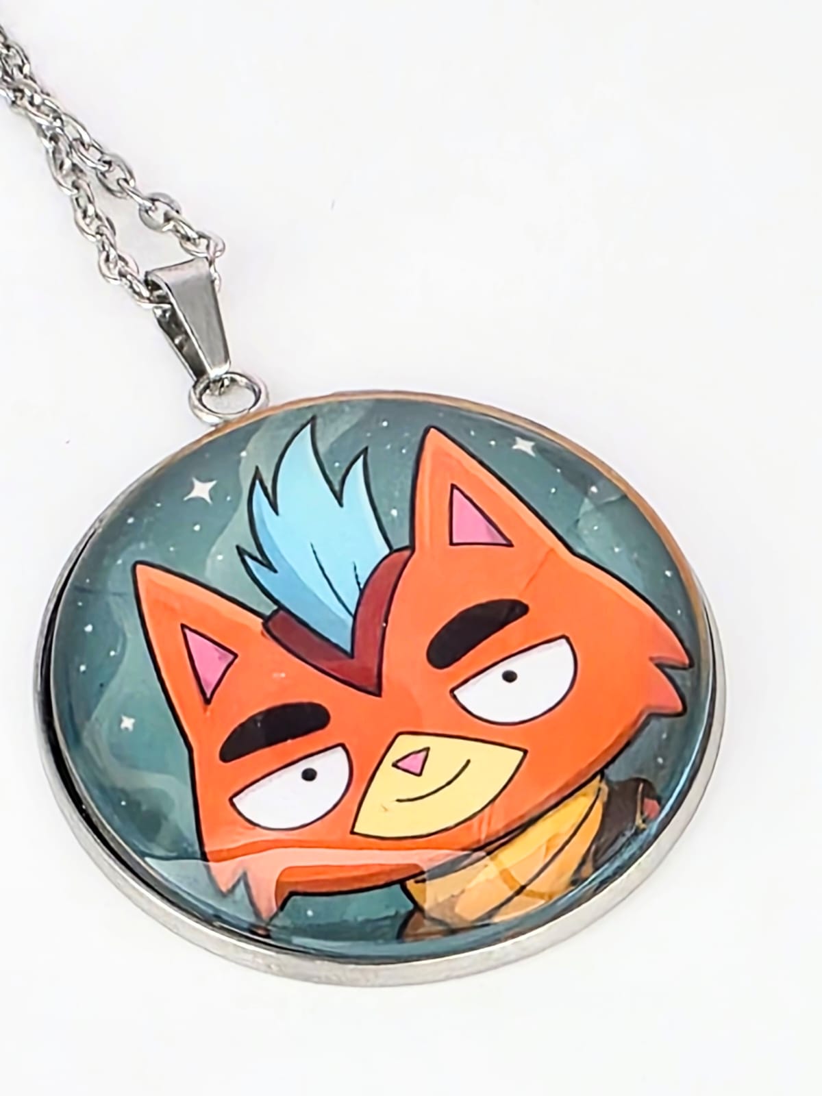 Final Space Inspired Little Cato 30 mm Pendant Stainless Steel 20 inch Necklace