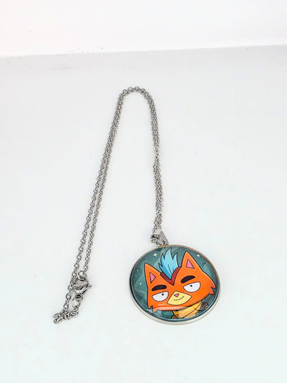 Final Space Inspired Little Cato 30 mm Pendant Stainless Steel 20 inch Necklace