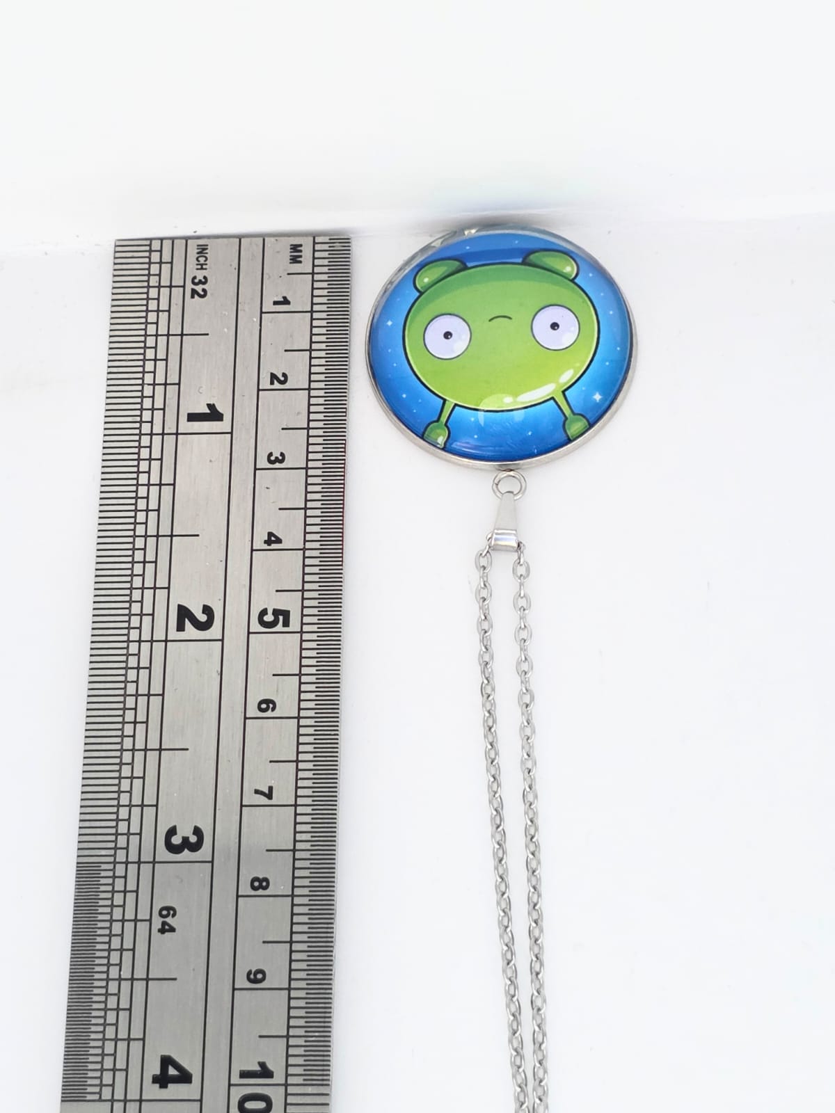 Final Space Inspired Mooncake 30 mm Pendant Stainless Steel 20 inch Necklace
