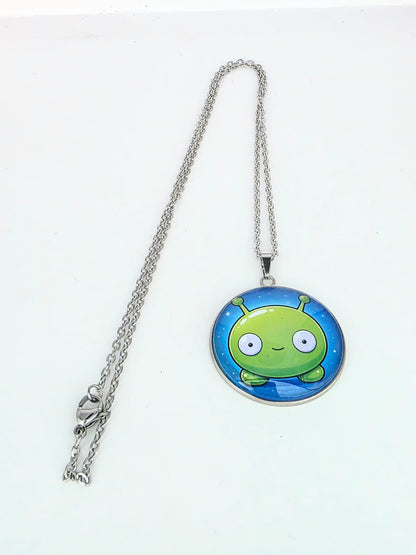 Final Space Inspired Mooncake 30 mm Pendant Stainless Steel 20 inch Necklace