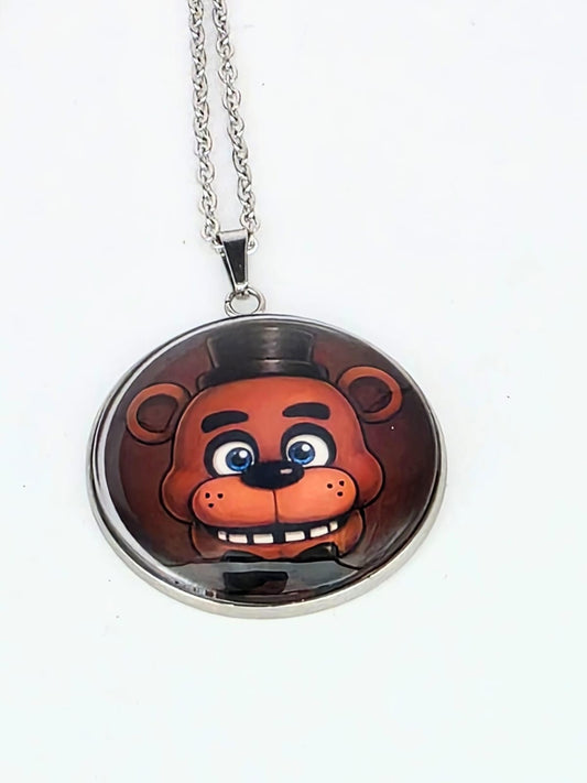 Five Nights at Freddy's Inspired Freddy 30 mm Pendant Stainless Steel Necklace