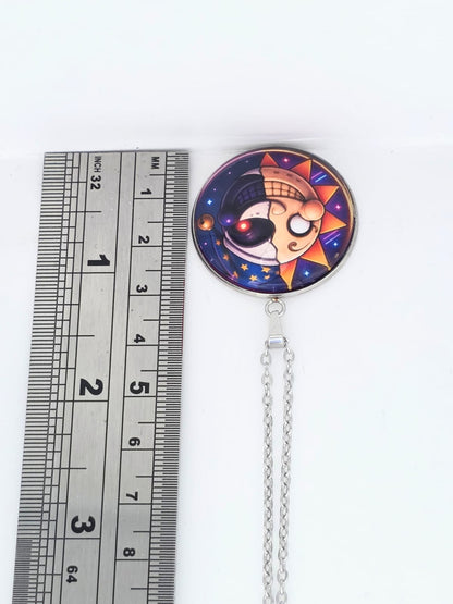 Five Nights at Freddy's: Security Breach Inspired Sun & Moon Split-Face Pendant Necklace