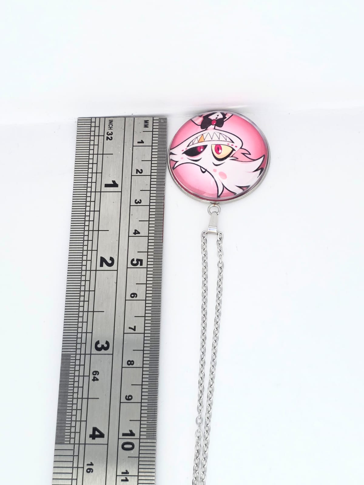 Hazbin Hotel Inspired Angel Dust 30 mm Pendant Stainless Steel 20 inch Necklace