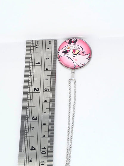 Hazbin Hotel Inspired Angel Dust 30 mm Pendant Stainless Steel 20 inch Necklace