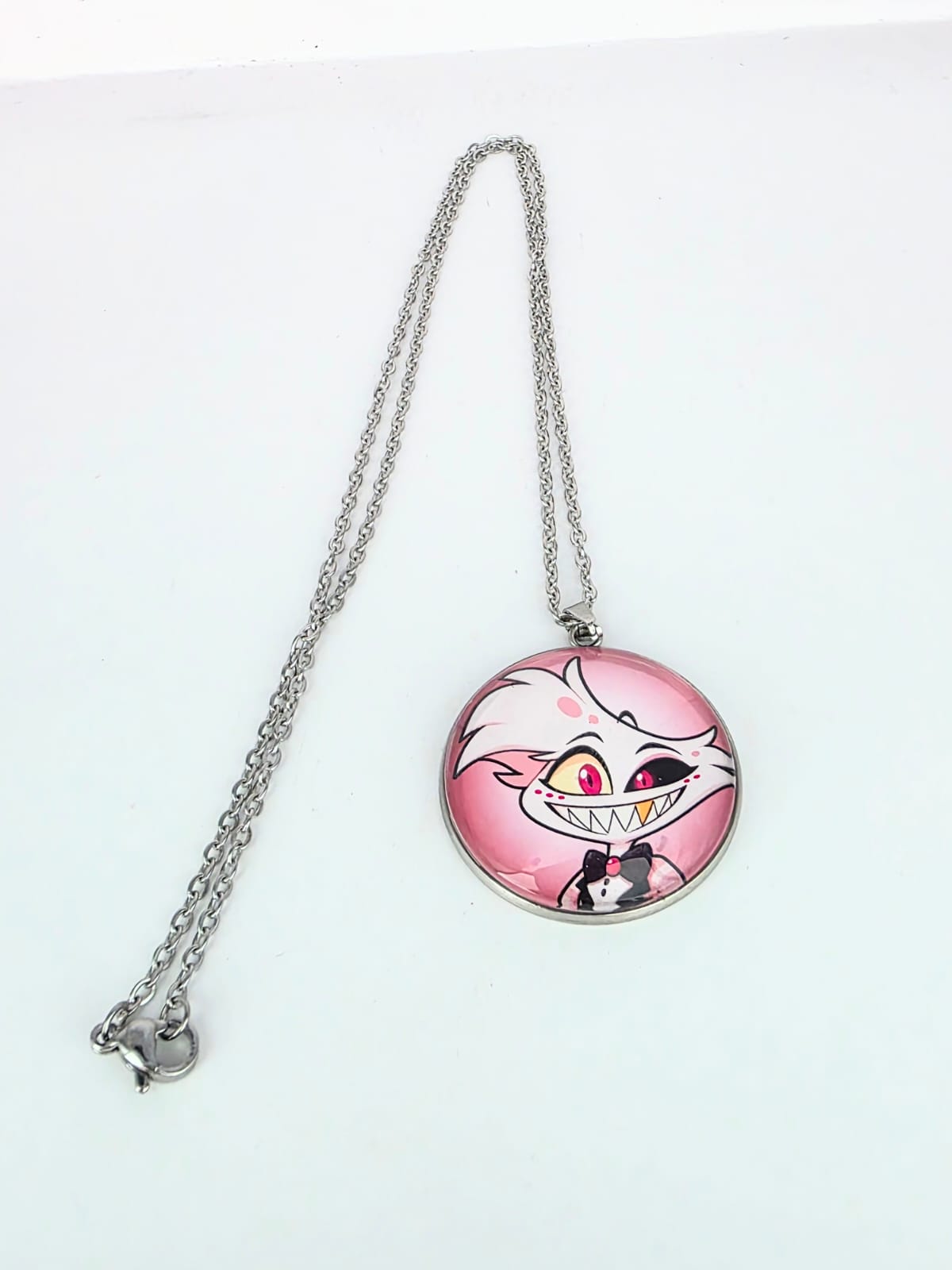 Hazbin Hotel Inspired Angel Dust 30 mm Pendant Stainless Steel 20 inch Necklace