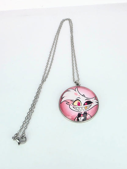 Hazbin Hotel Inspired Angel Dust 30 mm Pendant Stainless Steel 20 inch Necklace