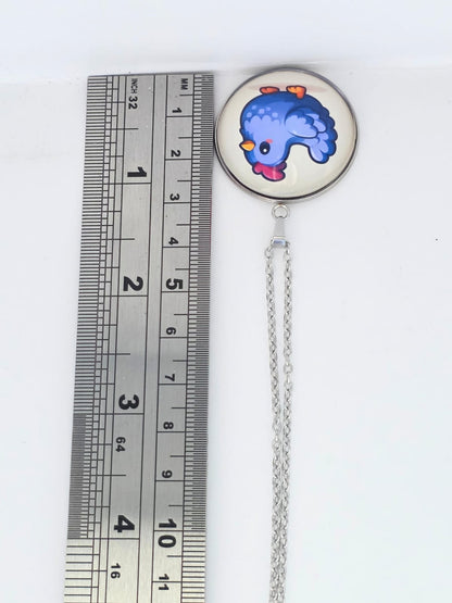 Stardew Valley Inspired Blue Chicken 30 mm Pendant Stainless Steel Necklace