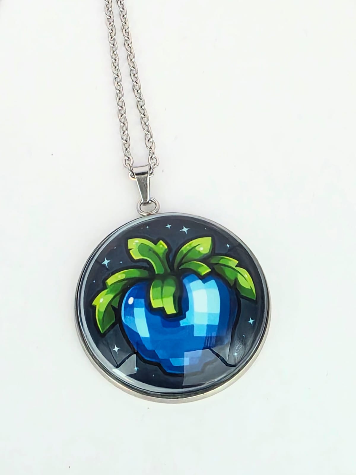 Stardew Valley Inspired Ancient Fruit 30 mm Pendant Stainless Steel Necklace