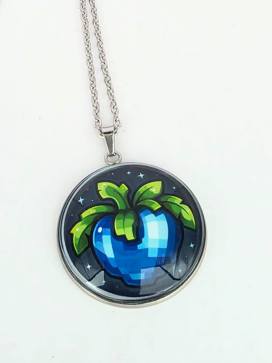 Stardew Valley Inspired Ancient Fruit 30 mm Pendant Stainless Steel Necklace