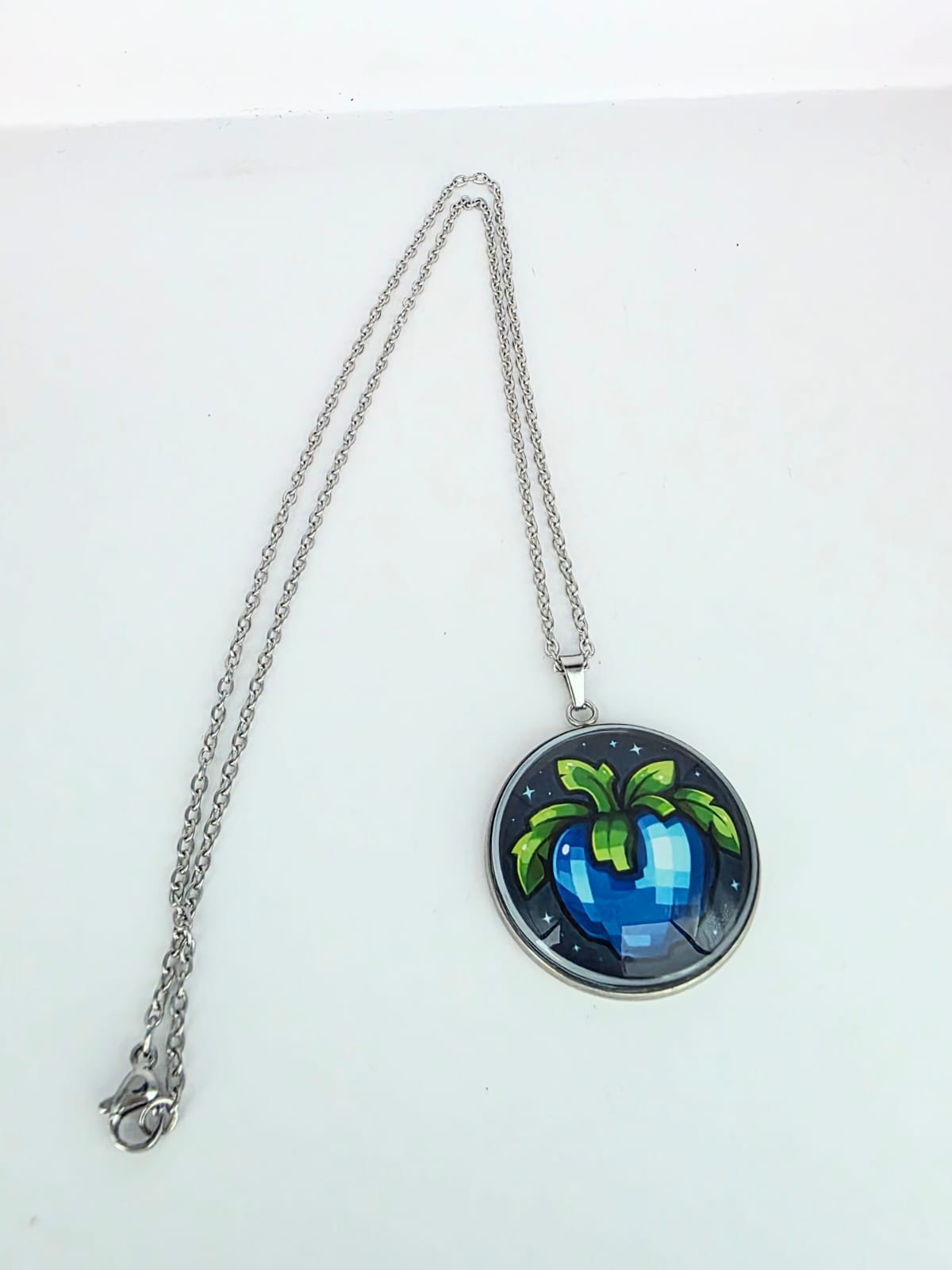Stardew Valley Inspired Ancient Fruit 30 mm Pendant Stainless Steel Necklace