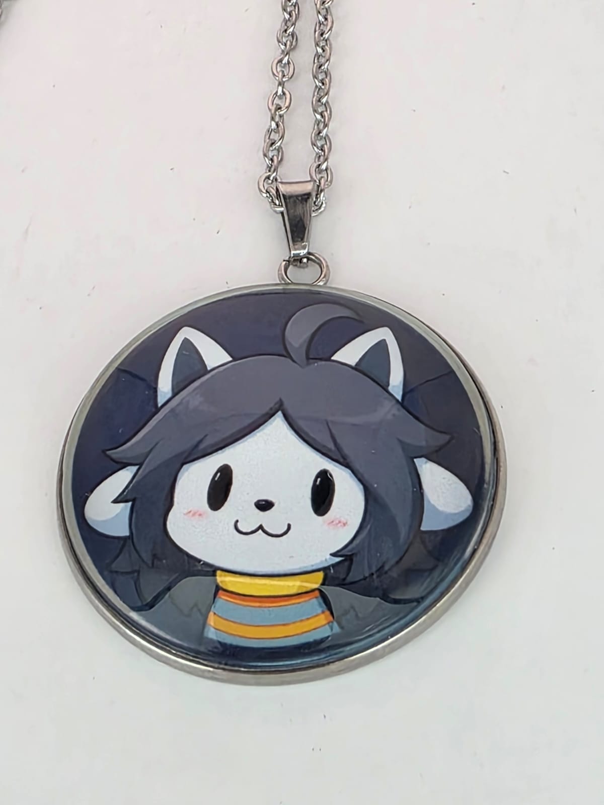 Undertale Undertale Inspired Temmie 30 mm Pendant Stainless Steel 20 inch NecklaceTemmie Pendant Necklace