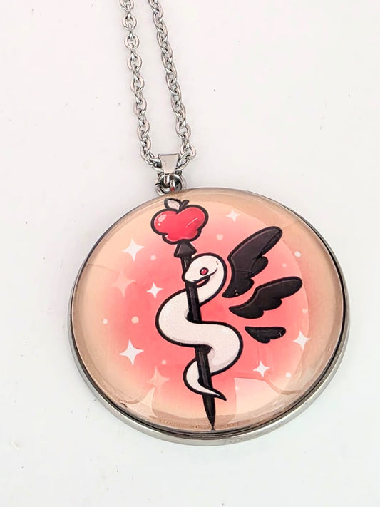 Hazbin Hotel Inspired Lucifer's Staff 30 mm Pendant Stainless Steel Necklace