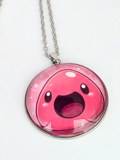 Slime Rancher Inspired Pink Slime 30 mm Pendant Stainless Steel Necklace