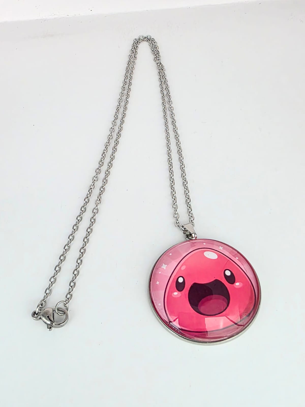 Slime Rancher Inspired Pink Slime 30 mm Pendant Stainless Steel Necklace