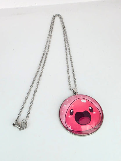 Slime Rancher Inspired Pink Slime 30 mm Pendant Stainless Steel Necklace