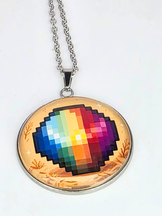 Prismatic Shard Inspired Stardew Valley 30 mm Pendant Stainless Steel Necklace