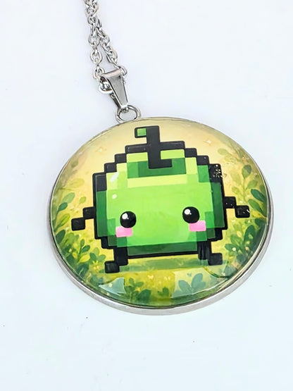Green Junimo Inspired Stardew Valley 30 mm Pendant Stainless Steel Necklace