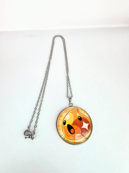 Slime Rancher Inspired Gold Slime 30 mm Pendant Stainless Steel Necklace