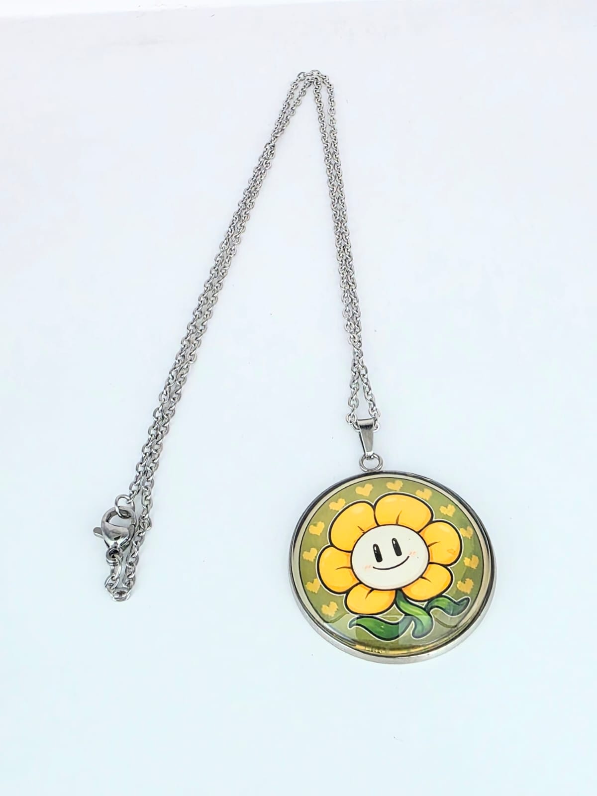 Undertale Inspired Flowey 30 mm Pendant Stainless Steel 20 inch Necklace