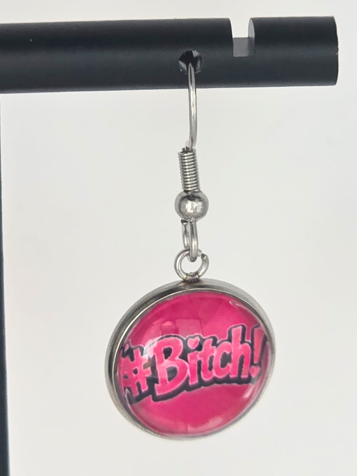 Hazbin Hotel Inspired Velvette & "#Bitch" Dangle Stainless Steel Earrings