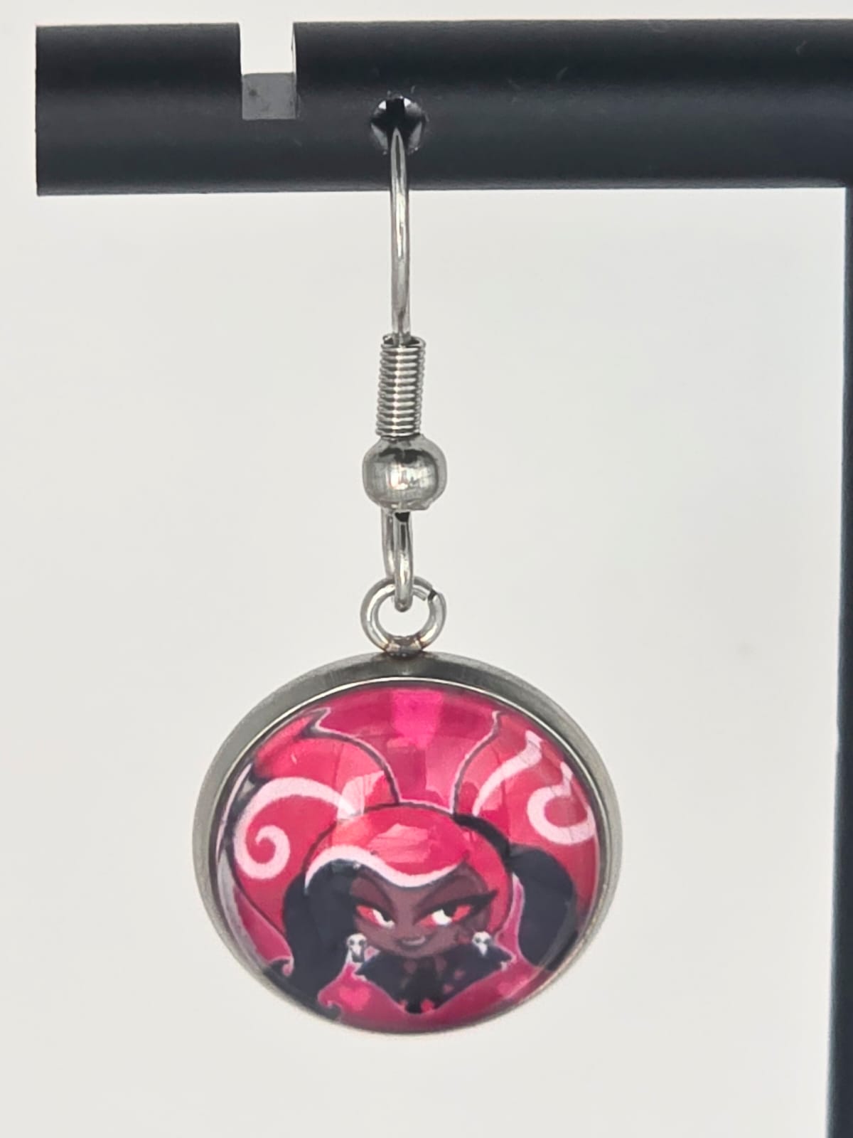 Hazbin Hotel Inspired Velvette & "#Bitch" Dangle Stainless Steel Earrings