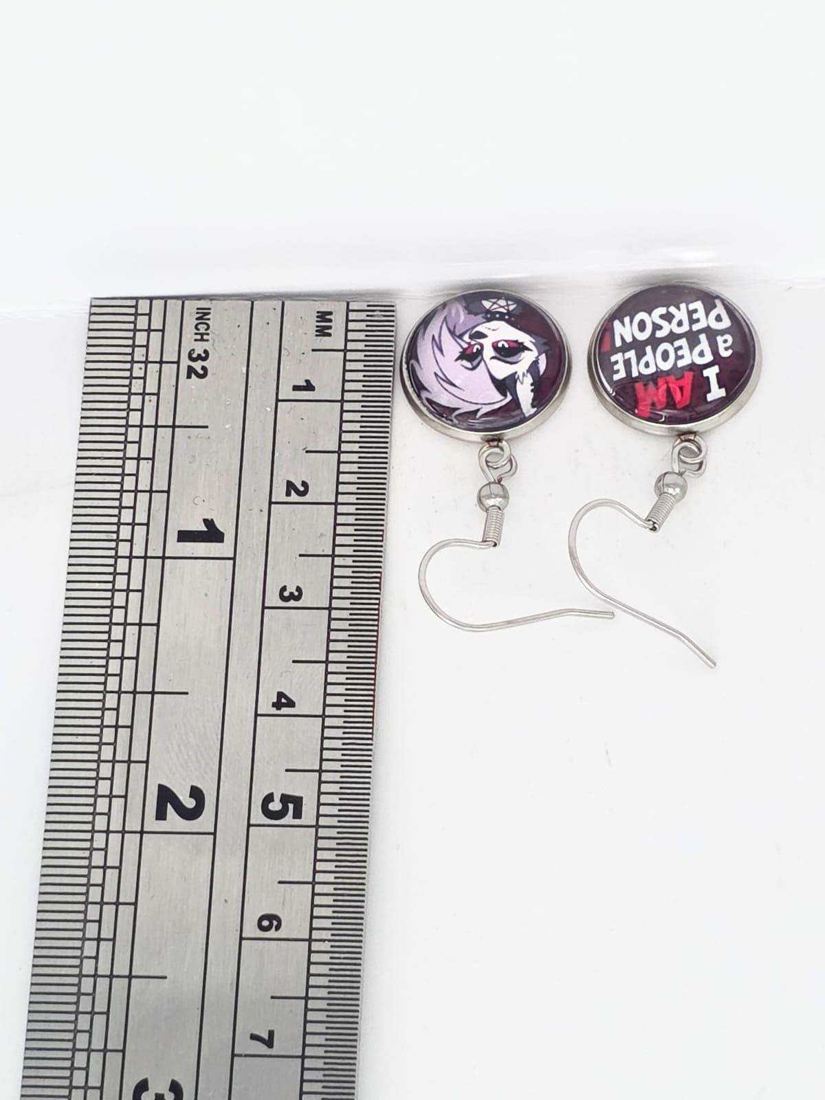 Helluva Boss Inspired Loona & "I AM a People Person!" Dangle Stainless Steel Earrings