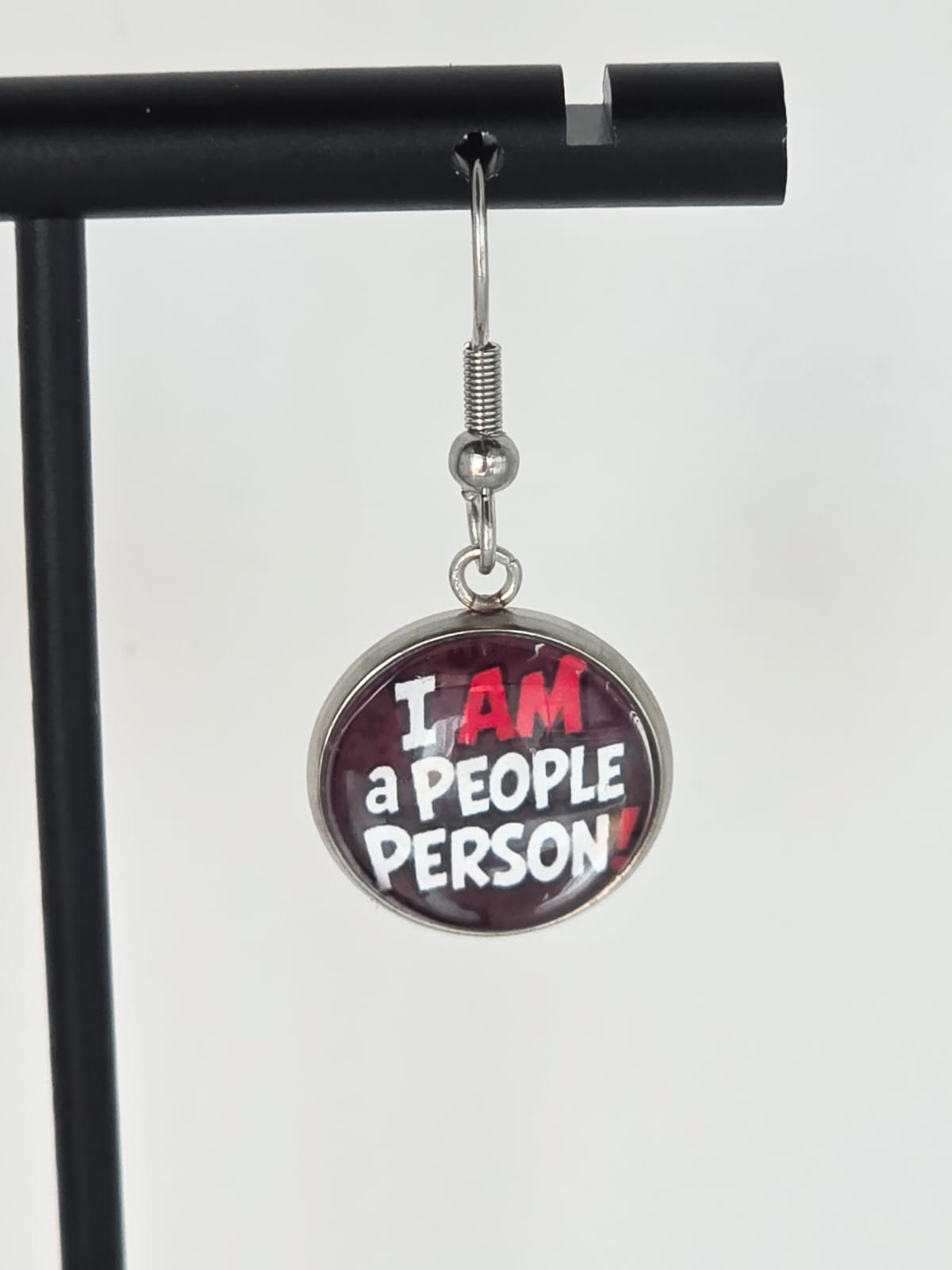 Helluva Boss Inspired Loona & "I AM a People Person!" Dangle Stainless Steel Earrings