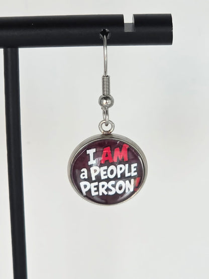 Helluva Boss Inspired Loona & "I AM a People Person!" Dangle Stainless Steel Earrings