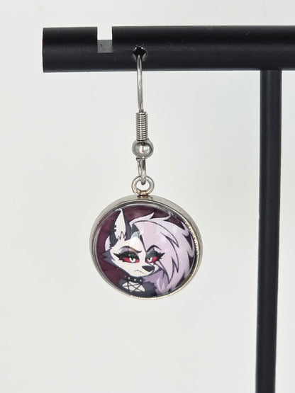 Helluva Boss Inspired Loona & "I AM a People Person!" Dangle Stainless Steel Earrings