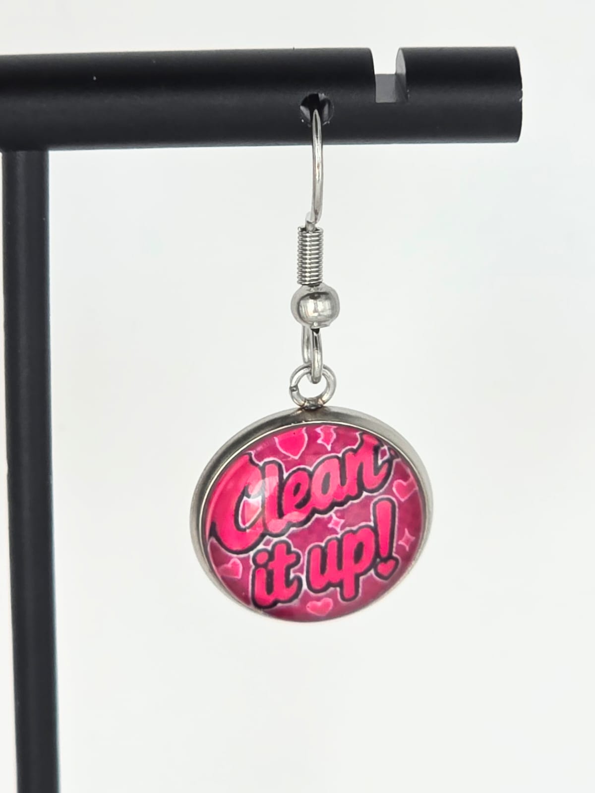 Hazbin Hotel Inspired Niffty & "Clean It Up" Dangle Stainless Steel Earrings