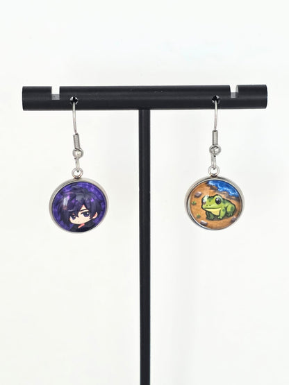 Stardew Valley Inspired Sebastian & Frog Dangle Stainless Steel Earrings