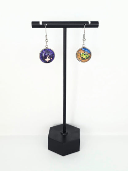 Stardew Valley Inspired Sebastian & Frog Dangle Stainless Steel Earrings