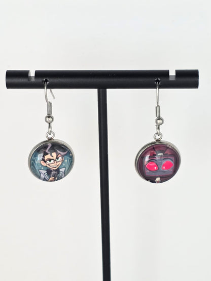 Hazbin Hotel Inspired Vincent & Young Vox Dangle Stainless Steel Earrings