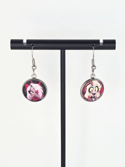 Hazbin Hotel Inspired Charlie & Vaggi Dangle Stainless Steel Earrings