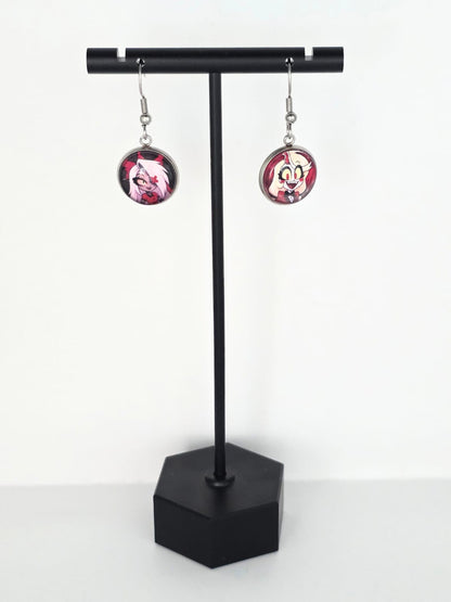 Hazbin Hotel Inspired Charlie & Vaggi Dangle Stainless Steel Earrings