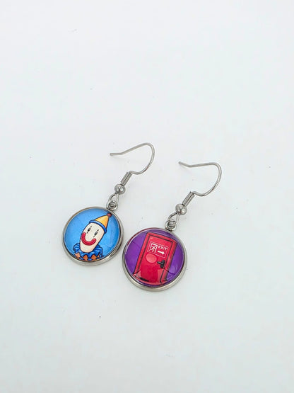The Amazing Digital Circus Inspired Kaufmo & Exit Door Dangle Stainless Steel Earrings