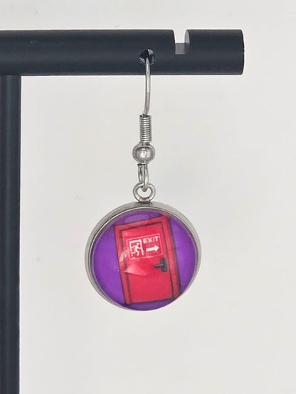 The Amazing Digital Circus Inspired Kaufmo & Exit Door Dangle Stainless Steel Earrings