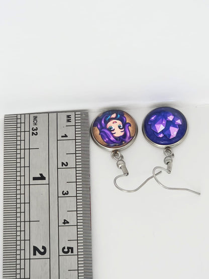 Stardew Valley Inspired Abigail & Amethyst Dangle Stainless Steel Earrings