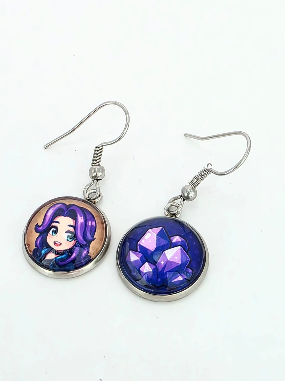 Stardew Valley Inspired Abigail & Amethyst Dangle Stainless Steel Earrings