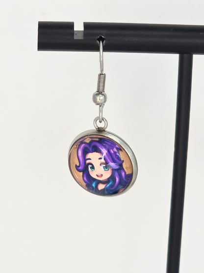 Stardew Valley Inspired Abigail & Amethyst Dangle Stainless Steel Earrings