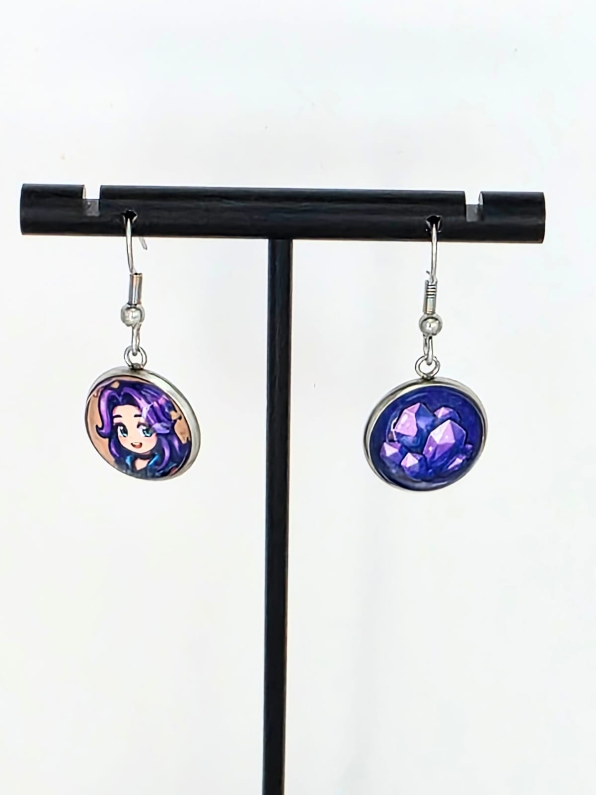Stardew Valley Inspired Abigail & Amethyst Dangle Stainless Steel Earrings