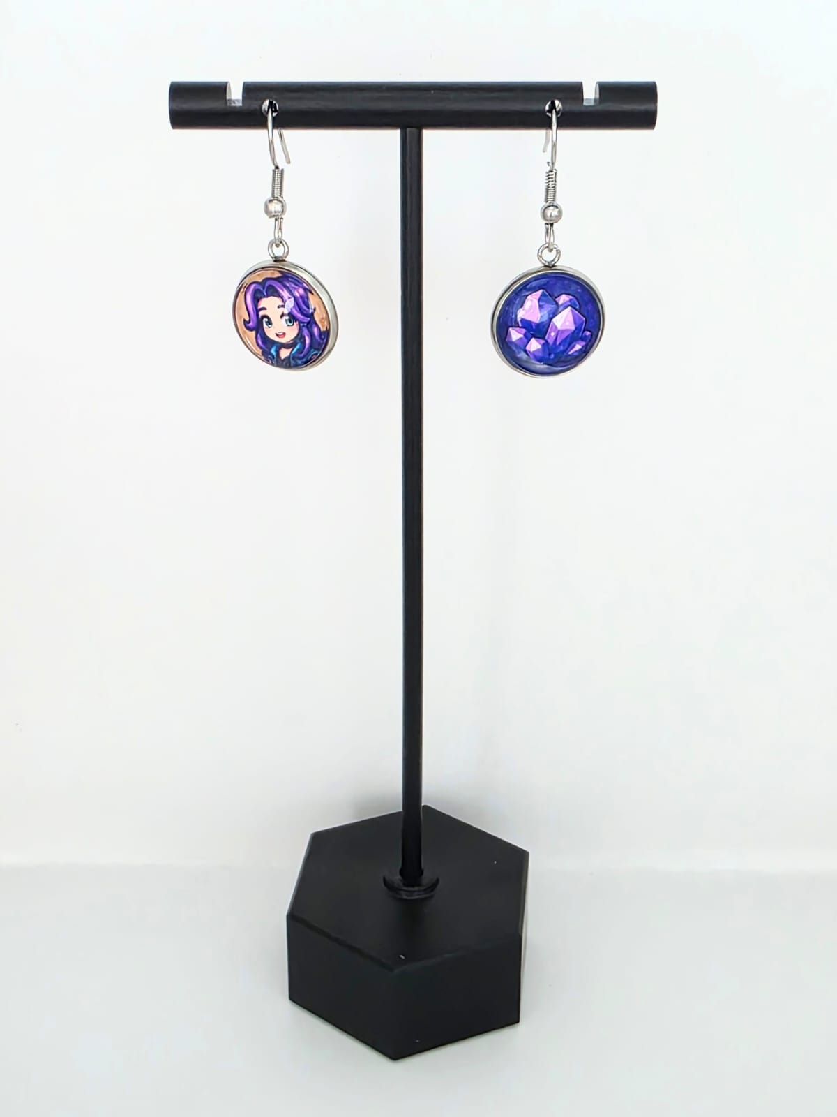 Stardew Valley Inspired Abigail & Amethyst Dangle Stainless Steel Earrings