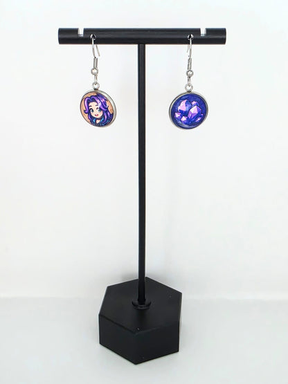 Stardew Valley Inspired Abigail & Amethyst Dangle Stainless Steel Earrings