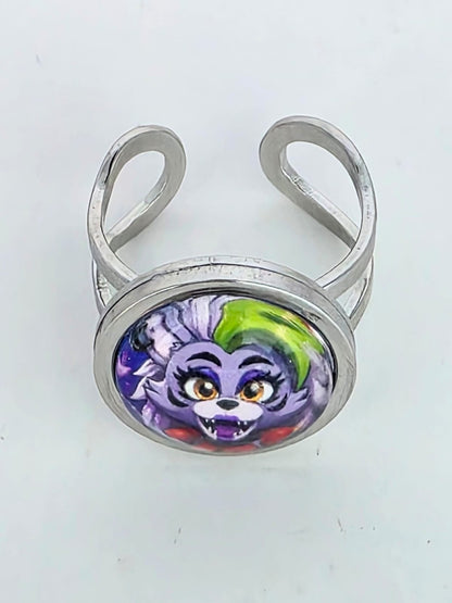 FNAF Security Breach Inspired Roxanne Wolf 14 mm Adjustable Steel Ring
