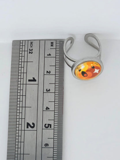 Slime Rancher Inspired Gold Slime 14 mm Adjustable Stainless Steel Ring