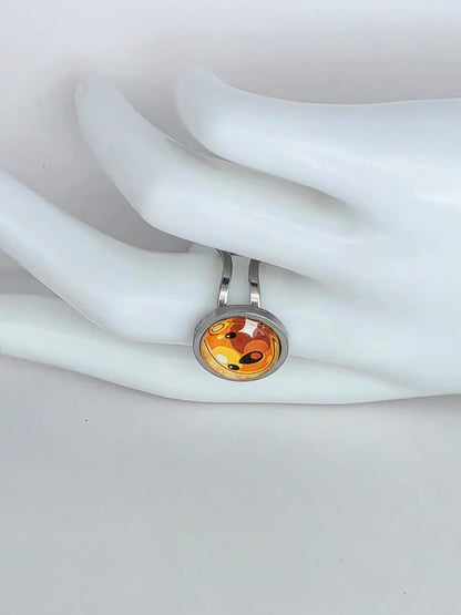 Slime Rancher Inspired Gold Slime 14 mm Adjustable Stainless Steel Ring