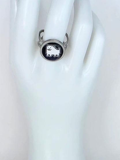 Undertale Inspired Annoying Dog 14 mm Adjustable Stainless Steel Ring
