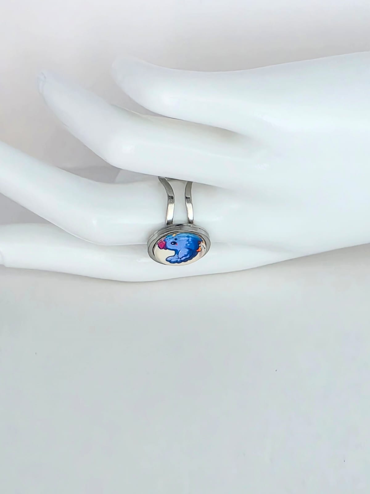 Stardew Valley Inspired Blue Chicken 14 mm Adjustable Stainless Steel Ring