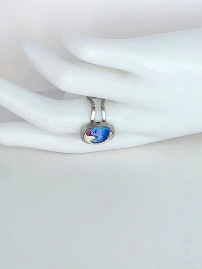 Stardew Valley Inspired Blue Chicken 14 mm Adjustable Stainless Steel Ring